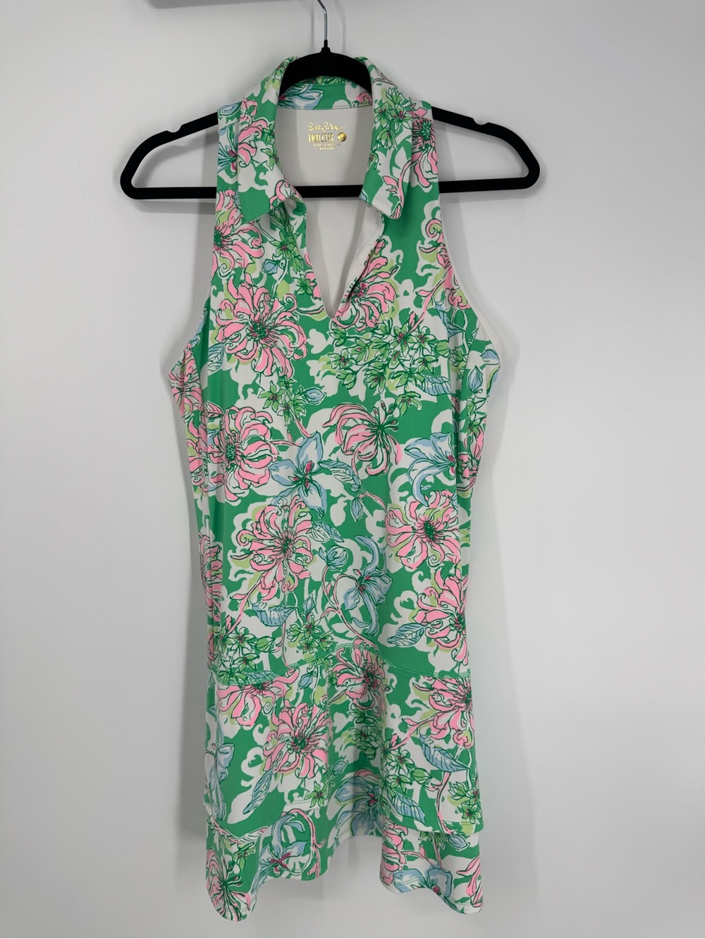 Lilly Pulitzer UPF50+ Lluxletic Dania Dress Green Floral Sleeveless Resort Sz L - Picture 4 of 14
